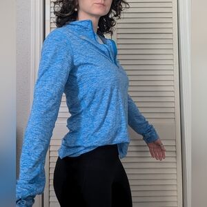 Nike Running Blue Heathered DriFit Quarter Zip